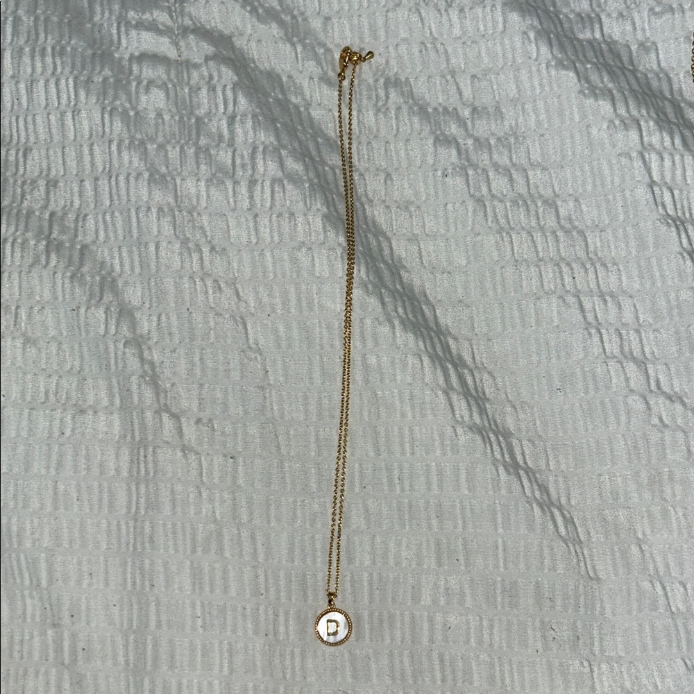 Elegant ‘D’ Gold and Pearl Pendant Necklace